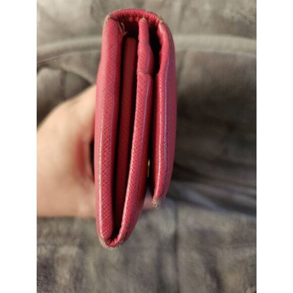 PRADA Continental Flap Saffiano Leather Long Wallet Pink Prada Pink Saffiano Leather Continental Double Snap Long Wallet WITH INSERT AND